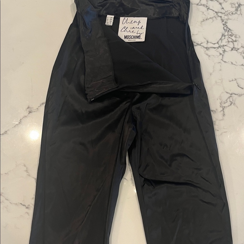 Moschino Sleek Black Satin Trousers
